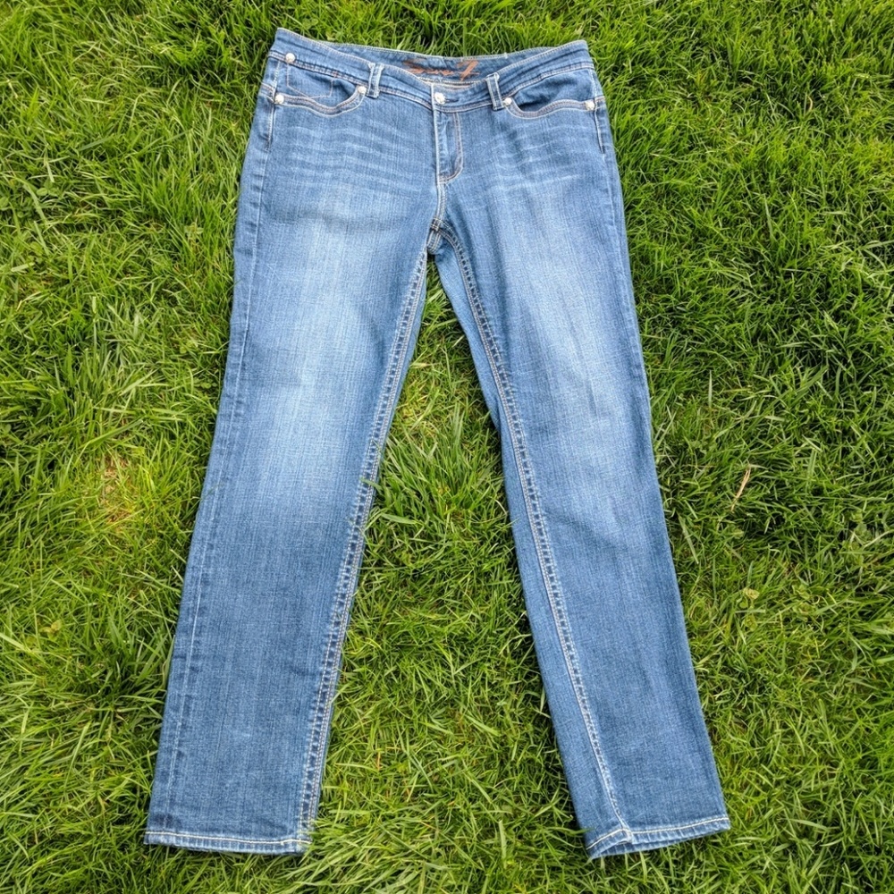 Seven 7 skinny straight blue denim jeans 16